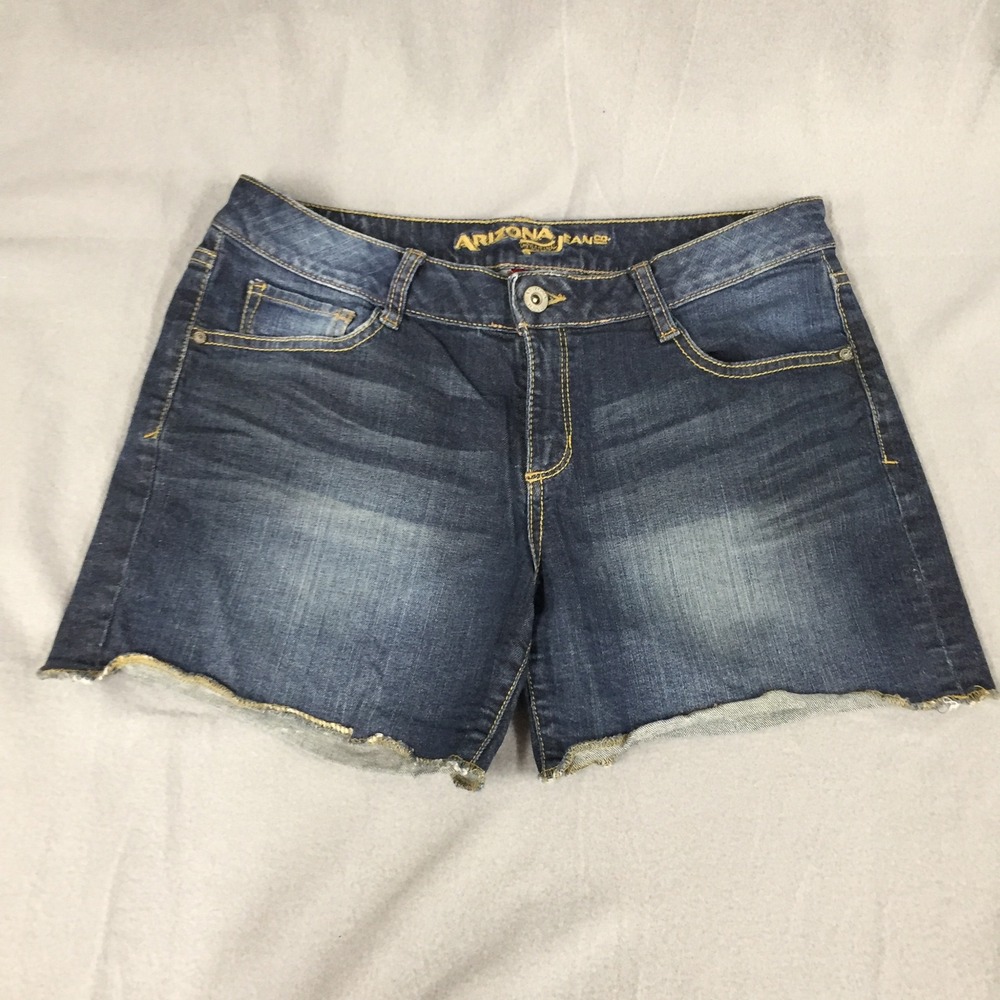 Arizona‎ Jean Co Womens Dark Wash Cutoff Denim Shorts Size 9 Raw Hem Whiskered